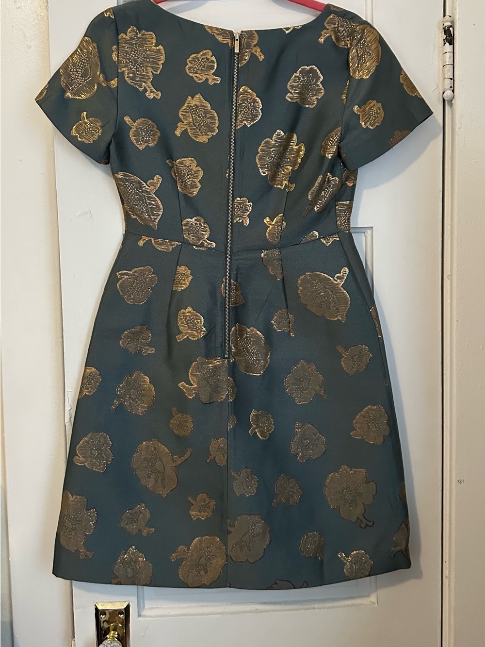 Ann Taylor Jacquard Mini Dress with Gold Floral Detailing - Picture 3 of 3